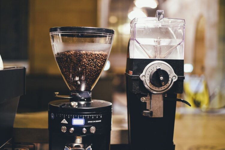 coffee beans in a grinder