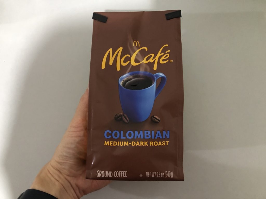 bag of McCafe columbian coffee