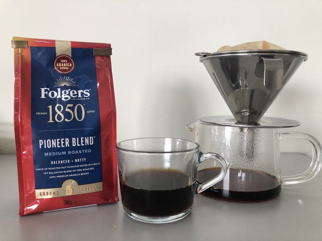 folgers 1850 pioneer blend pour over coffee