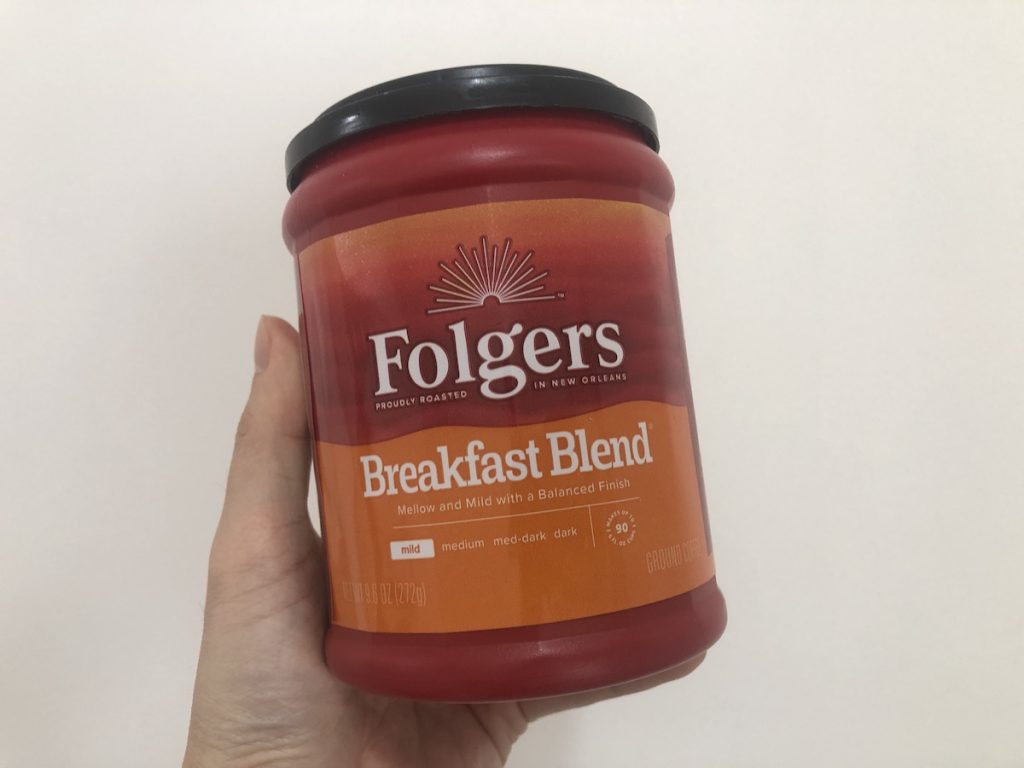canister of folgers breakfast blend coffee