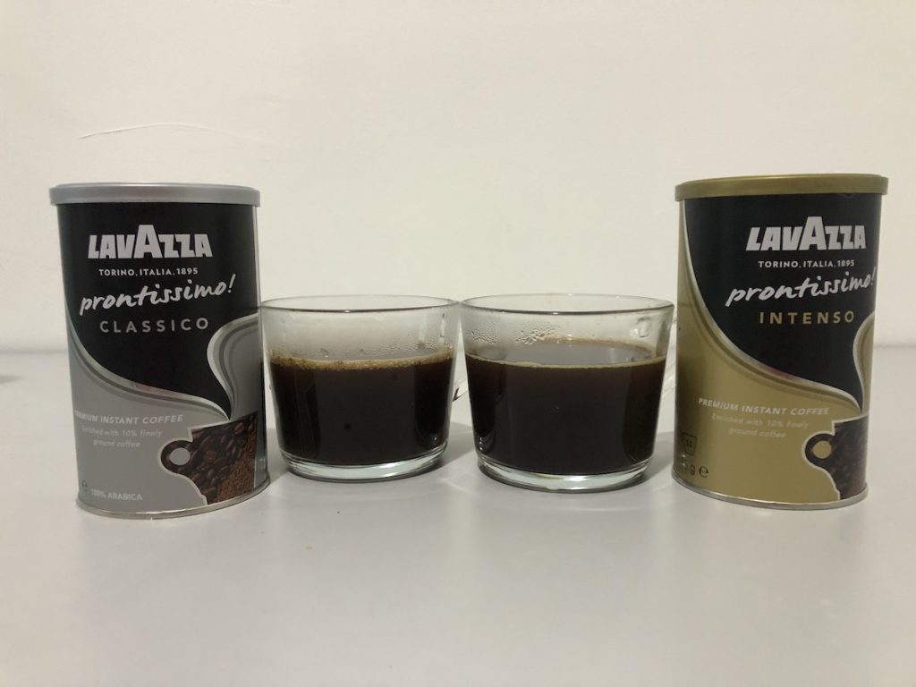 Lavazza Prontissimo Classico and Intenso coffees side by side