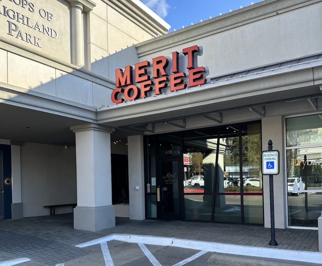 Merit Coffee Dallas coffee shop exterior in Highland Park