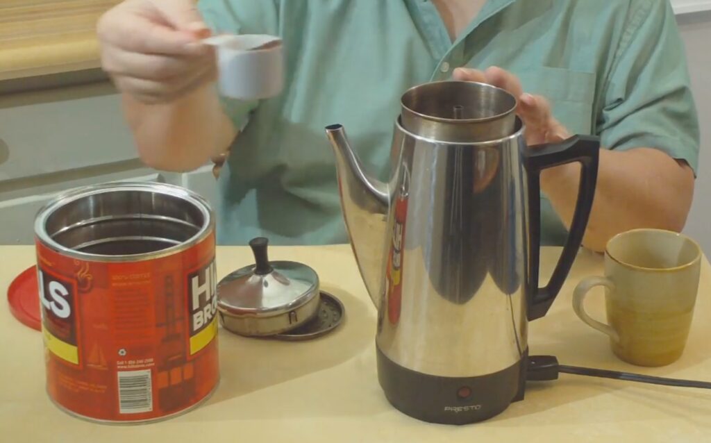 electric coffee percolator, demonstrated