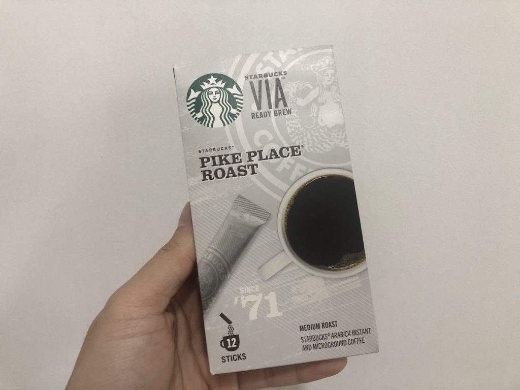 starbucks via pike place roast instant coffee package