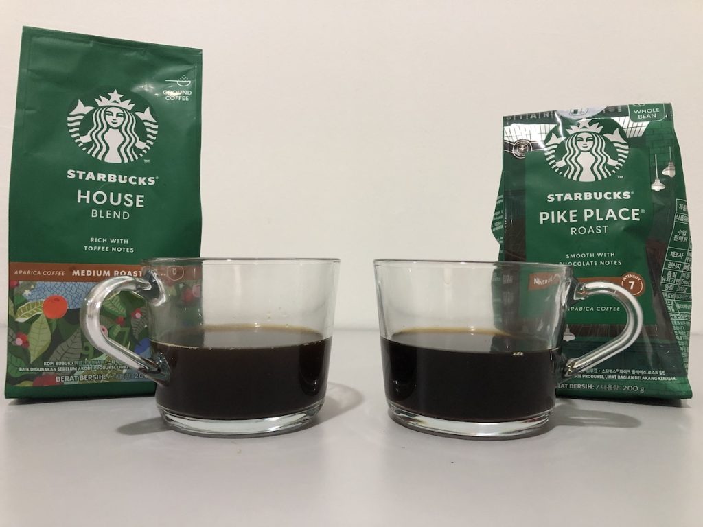 starbucks house blend next to starbucks pike place roast