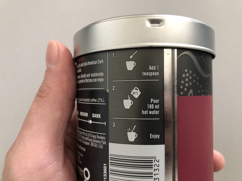 Instructions for Starbucks Premium Instant coffee on the can