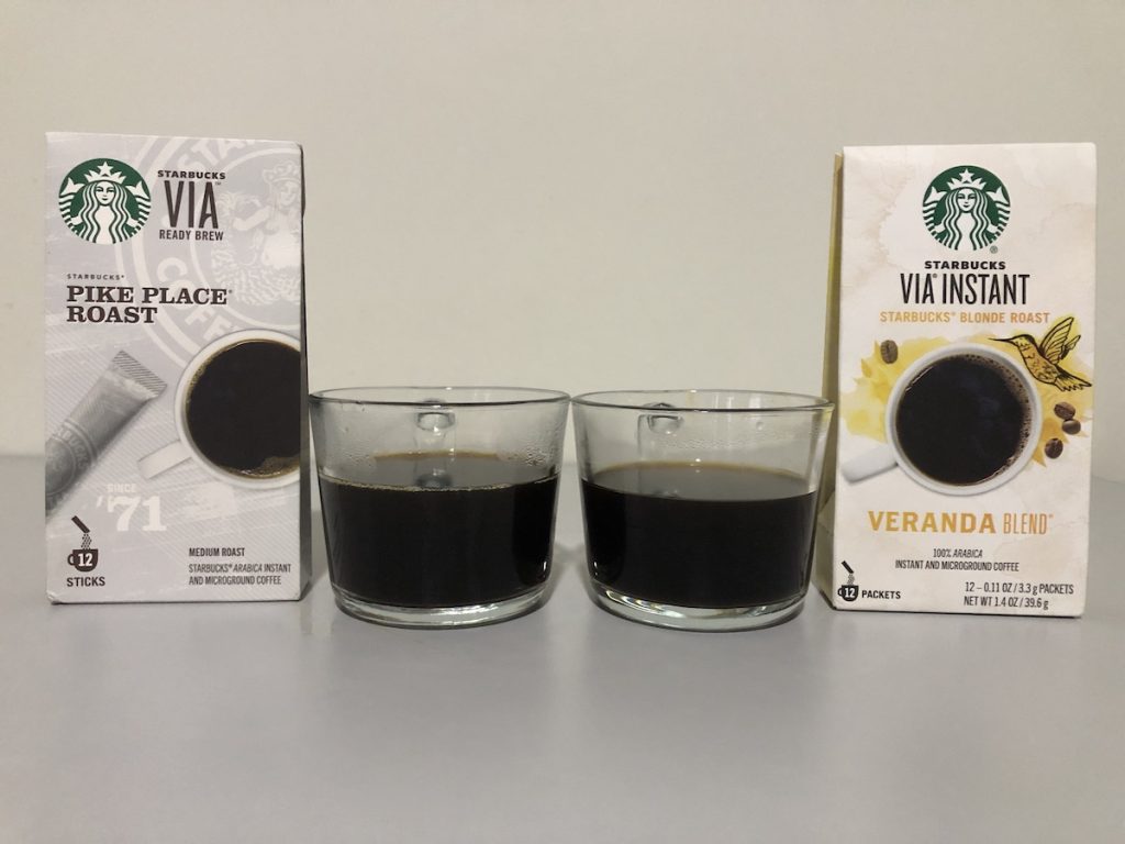 starbucks via pike place roast, starbucks via veranda blend